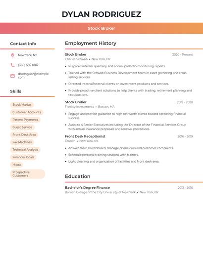 Stock Broker Resume