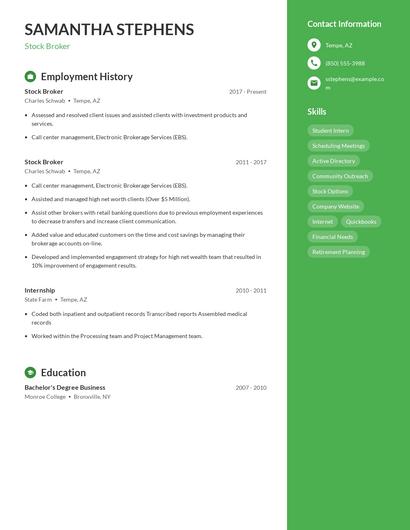 Stock Broker Resume