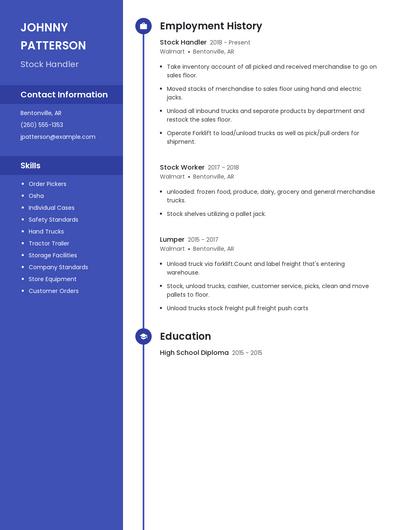 Stock Handler Resume