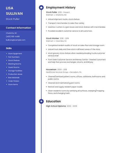 Stock Puller Resume