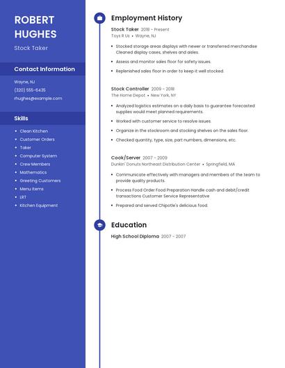 Stock Taker Resume