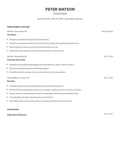 Stockman Resume