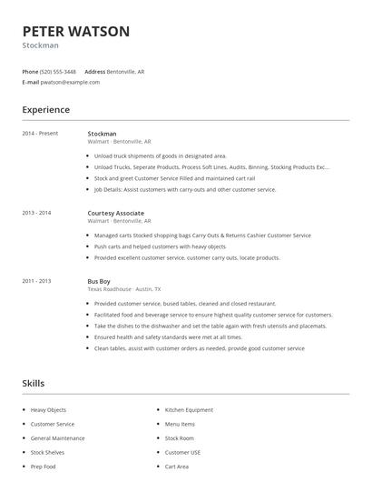 Stockman Resume