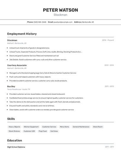 Stockman Resume