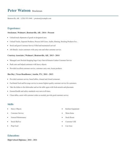 Stockman Resume