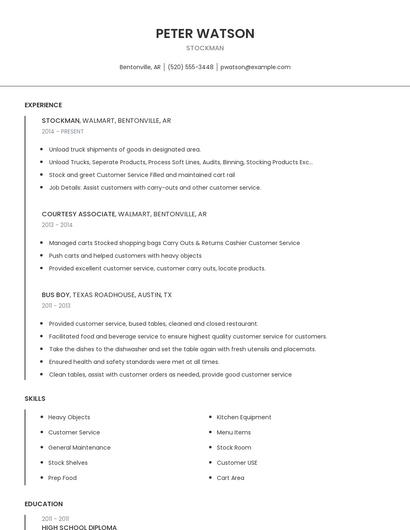 Stockman Resume