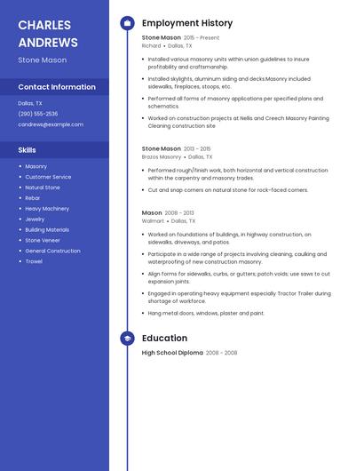 Stone Mason Resume
