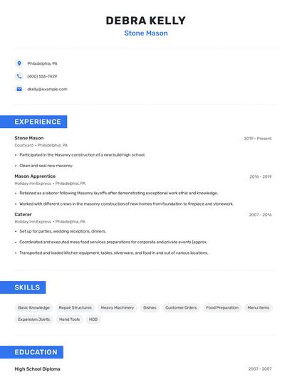 Stone Mason Resume