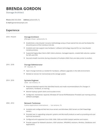 Storage Architect Resume