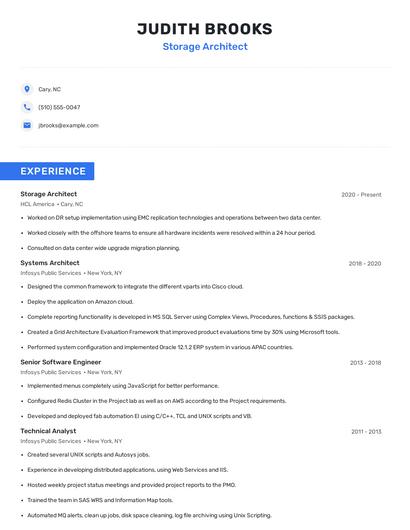 Storage Architect Resume