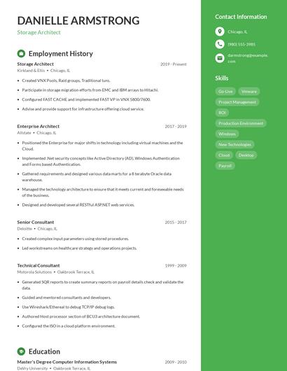 Storage Architect Resume