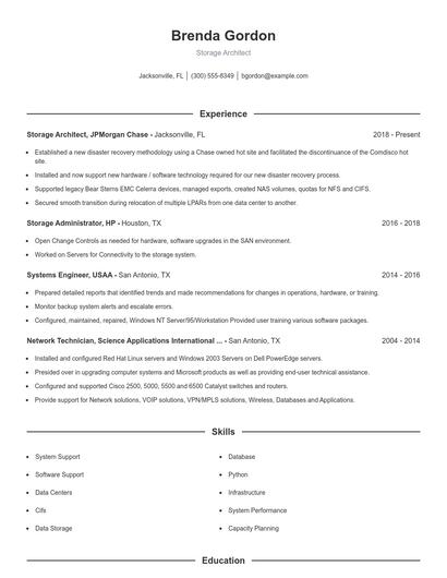 Storage Architect Resume