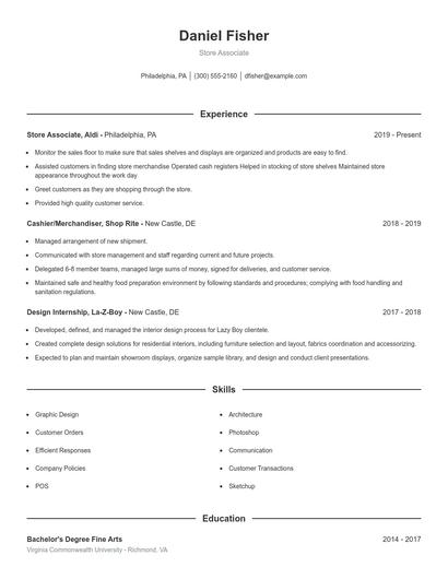 Store Associate Resume