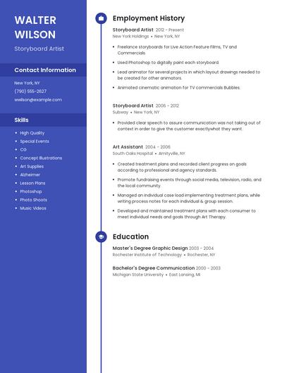 Storyboard Artist Resume