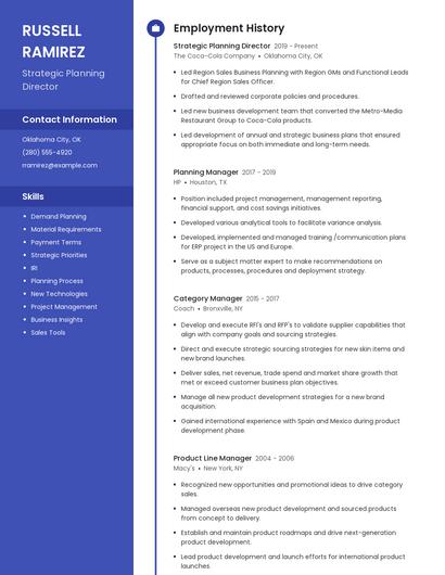Strategic Planning Director Resume