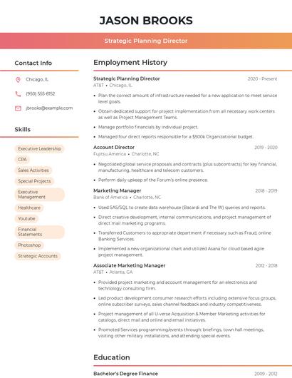 Strategic Planning Director Resume