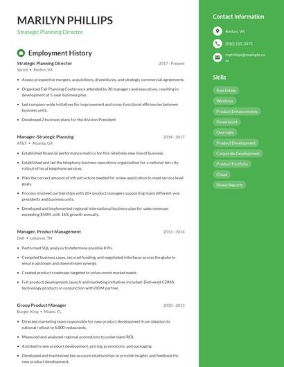 Strategic Planning Director Resume