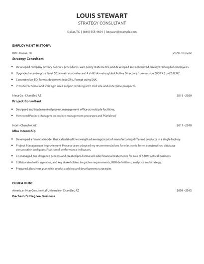 Strategy Consultant Resume