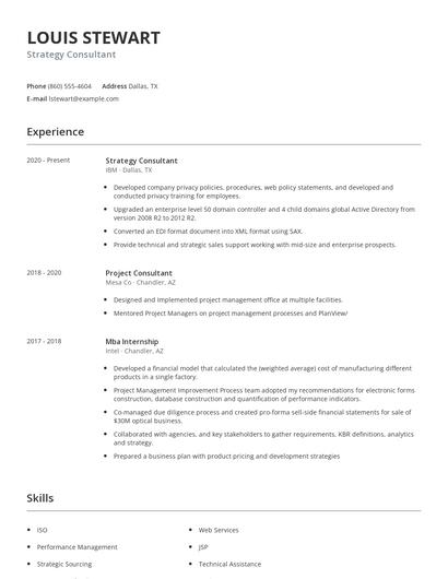 Strategy Consultant Resume