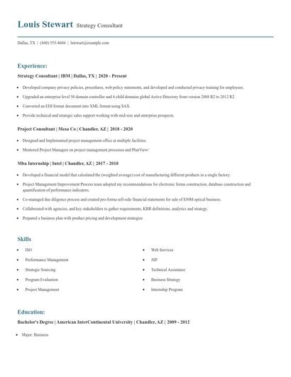 Strategy Consultant Resume