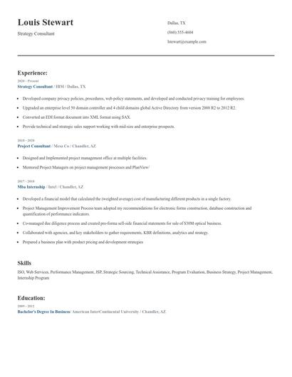 Strategy Consultant Resume