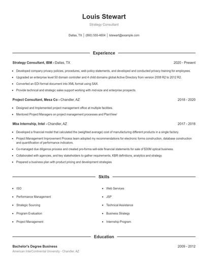 Strategy Consultant Resume