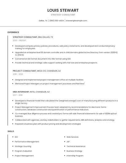 Strategy Consultant Resume