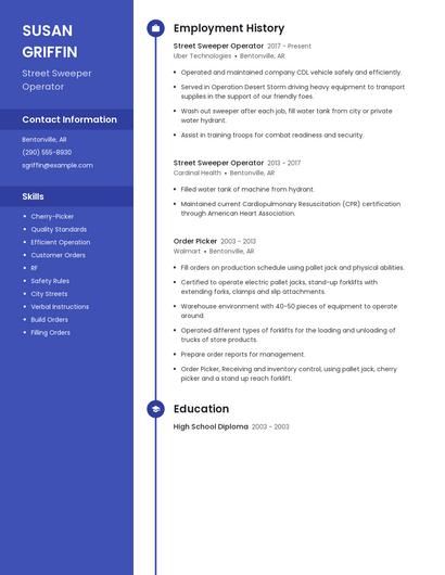 Street Sweeper Operator Resume