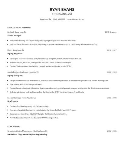 Stress Analyst Resume