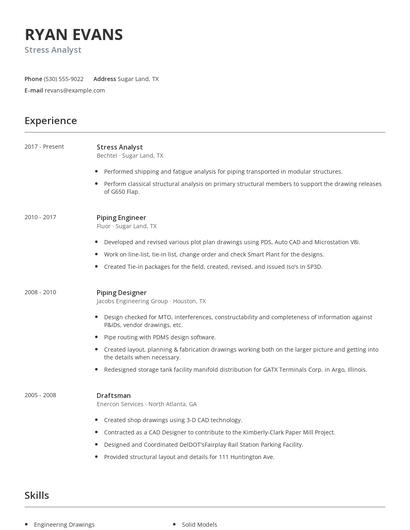 Stress Analyst Resume