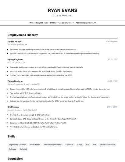 Stress Analyst Resume