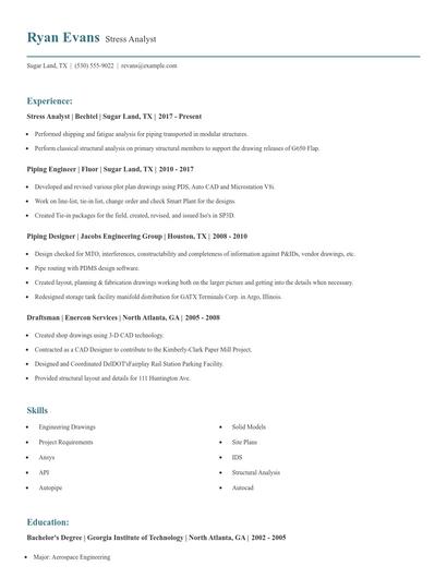 Stress Analyst Resume
