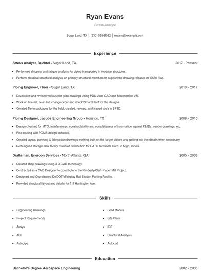 Stress Analyst Resume