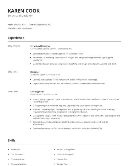 Structural Designer Resume
