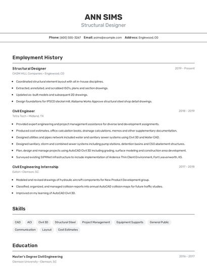 Structural Designer Resume