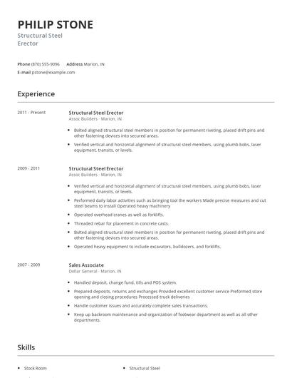 Structural Steel Erector Resume