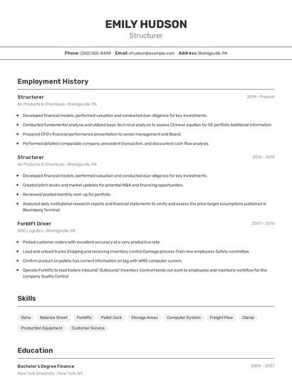 Structurer Resume