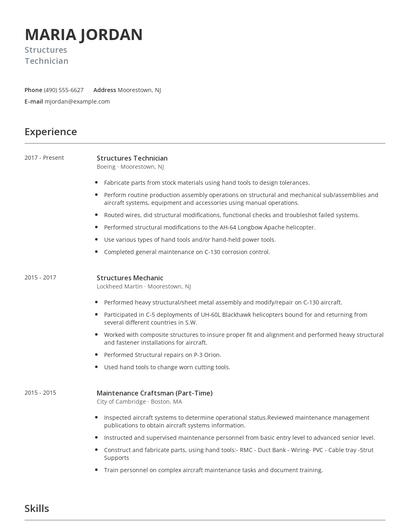 Structures Technician Resume