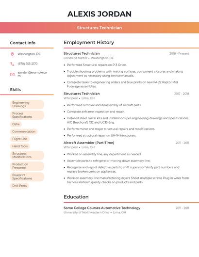 Structures Technician Resume