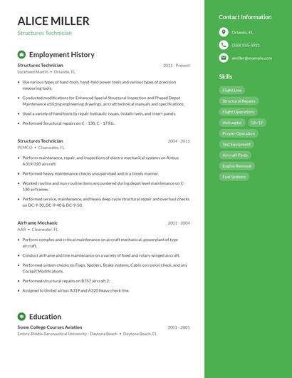 Structures Technician Resume