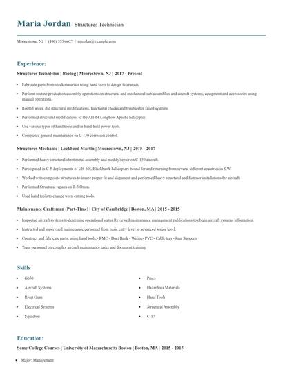 Structures Technician Resume