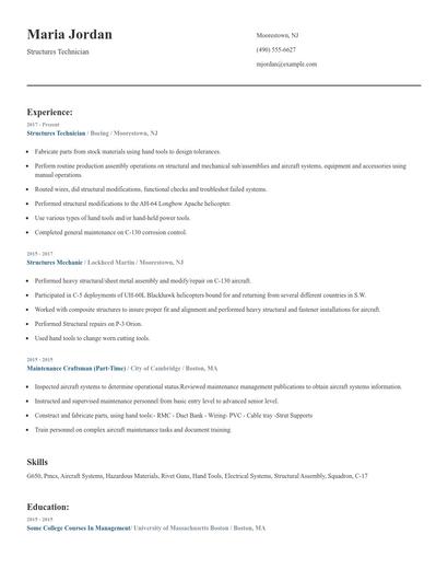 Structures Technician Resume