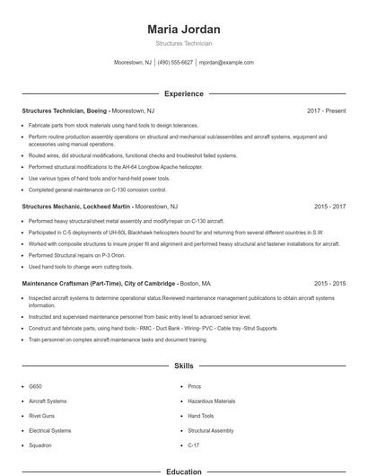 Structures Technician Resume