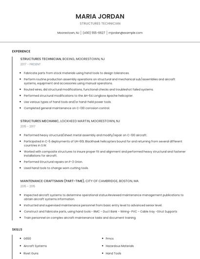 Structures Technician Resume