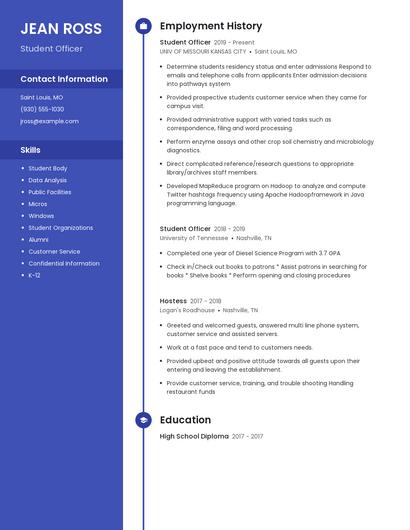 Student Officer Resume