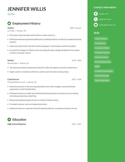 Stuffer Resume