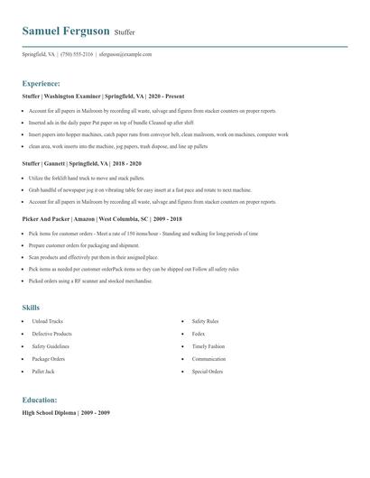 Stuffer Resume