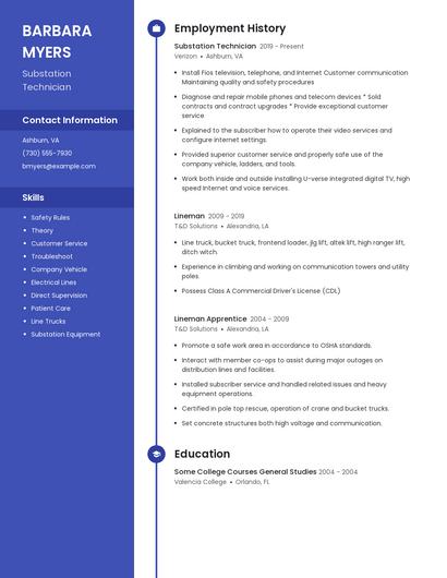 Substation Technician Resume