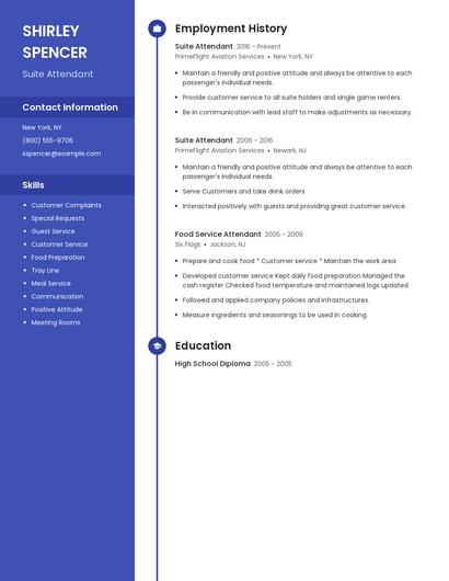 Suite Attendant Resume
