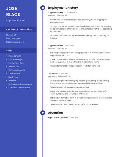 Supplies Packer Resume